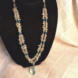 Vintage quartz tiered necklaceDouble strand clear quartz with aquafaceted